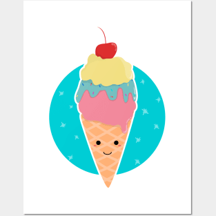 cute ice cream cone Posters and Art